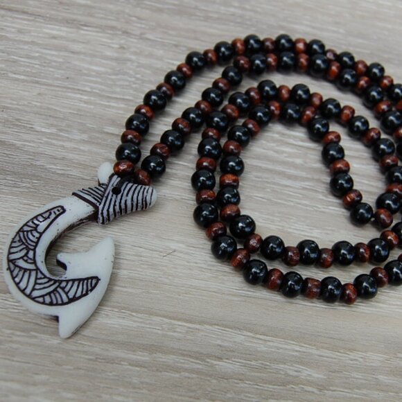 Maori Wood Necklace,Wood Necklace,Wood Beads Necklace - Picture 1 of 3